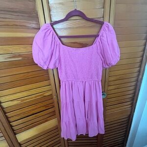 Amazon Boho Pink Square Neck off the Shoulder Midi Dress